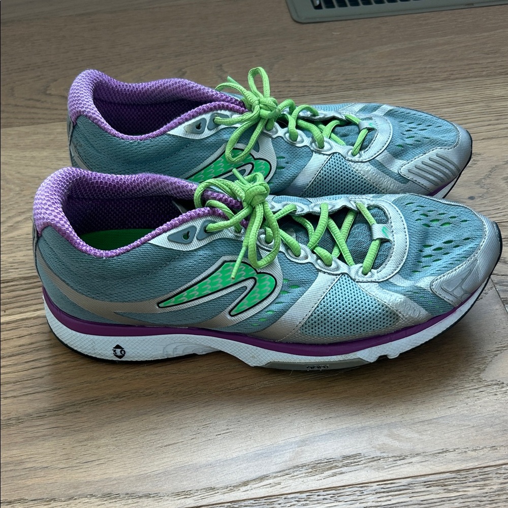 Newton Women's Running Shoes in Teal with Purple and Lime Accents